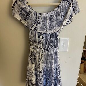 Cotton Off the Shoulder Dress - Snakeskin